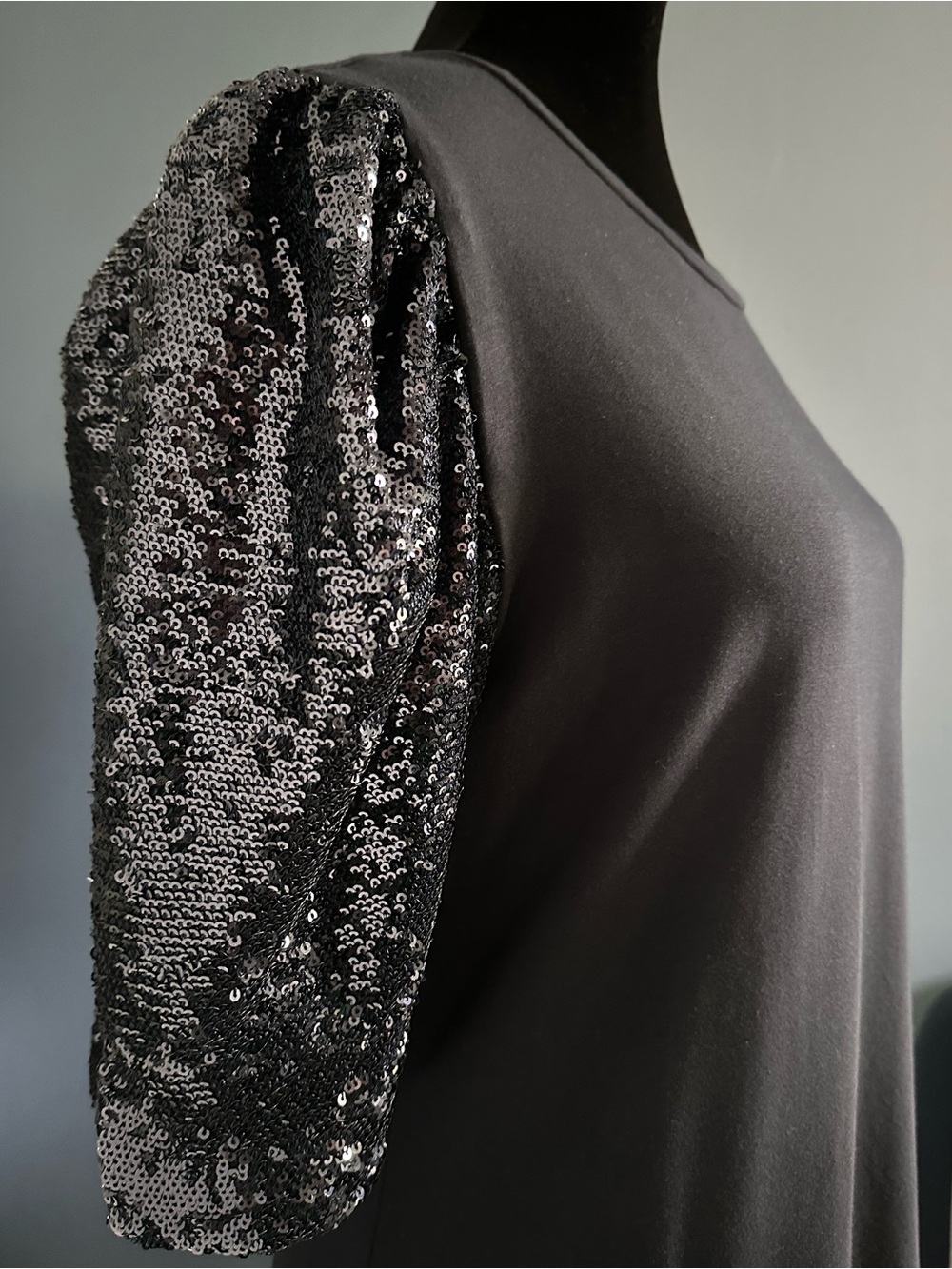 Elie Tahari Top with Sequin Sleeves